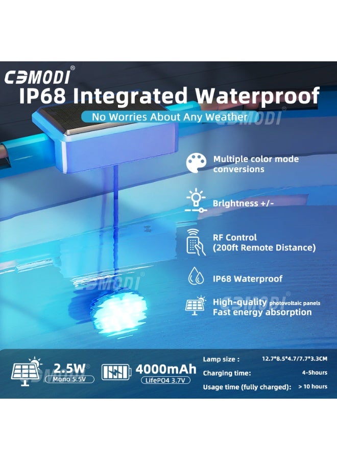 مودي ضوء مسبح شمسي IP68 ضوء مسبح مقاوم للماء بلون 16، مناسب لأحواض السباحة والبرك الأرضية - Image 5